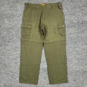 Geologic Cargo Pants Mens 36x30 Green Cotton Canvas Workwear Straight Leg Casual